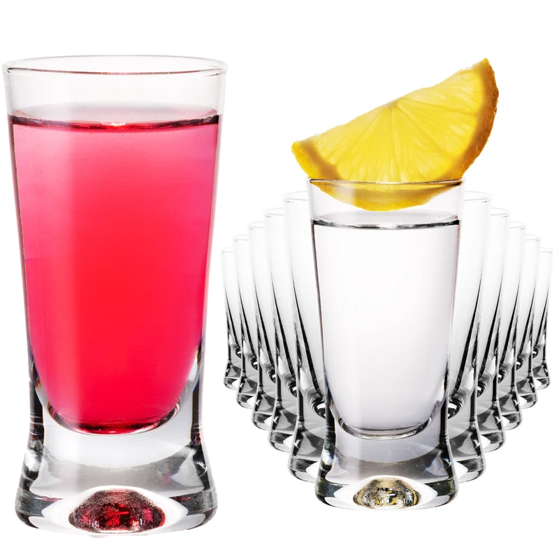 PLATINUX Shotgläser 50ml 5cl X-Form Set 12-Teilig aus Glas "CrossLine" Spülmaschinenfest