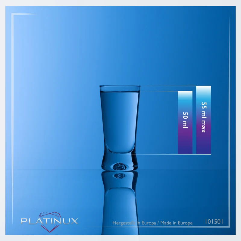 PLATINUX Shotgläser 50ml 5cl X-Form Set 12-Teilig aus Glas "CrossLine" Spülmaschinenfest
