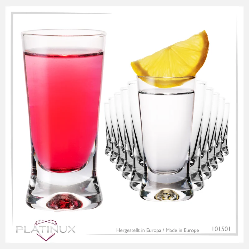 PLATINUX Shotgläser 50ml 5cl X-Form Set 12-Teilig aus Glas "CrossLine" Spülmaschinenfest