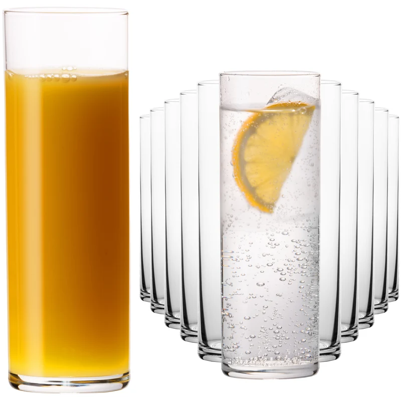 PLATINUX Gerade hohe Trinkgläser 240ml (max 200ml) Set 12-Teilig aus Glas Spülmaschinenfest
