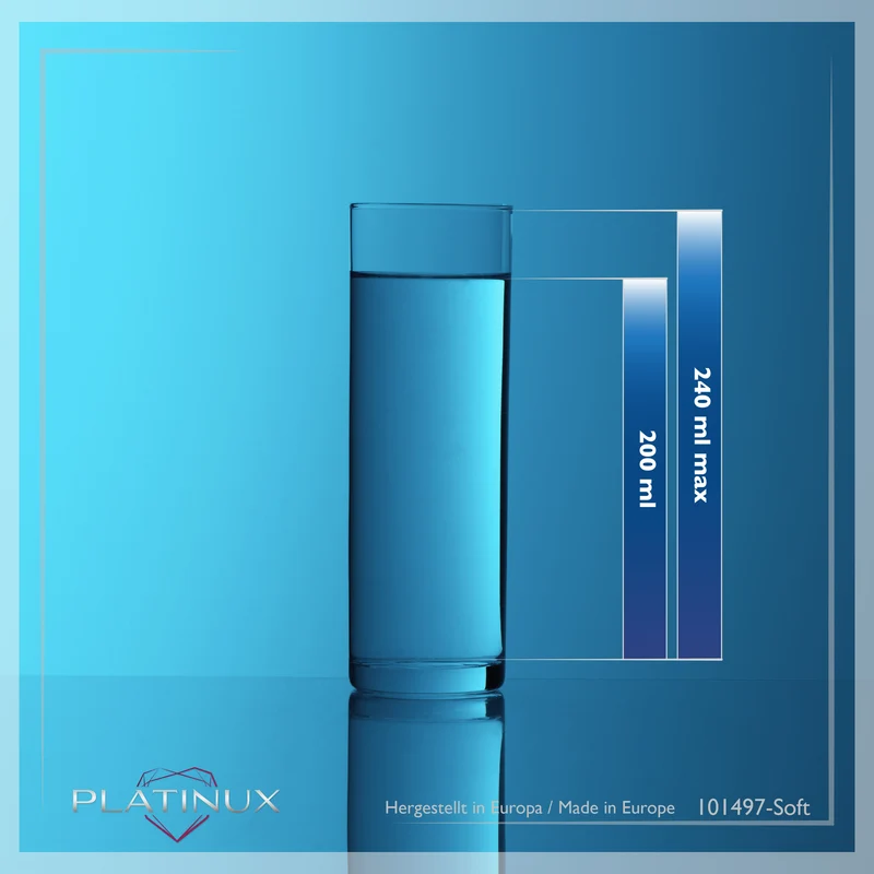 PLATINUX Gerade hohe Trinkgläser 240ml (max 200ml) Set 12-Teilig aus Glas Spülmaschinenfest