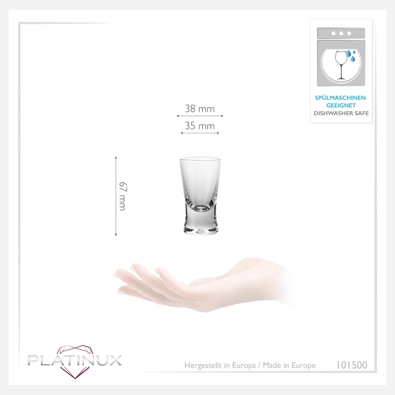 PLATINUX Shotgläser 25ml 2,5cl X-Form Set 12-Teilig aus Glas "CrossLine" Spülmaschinenfest