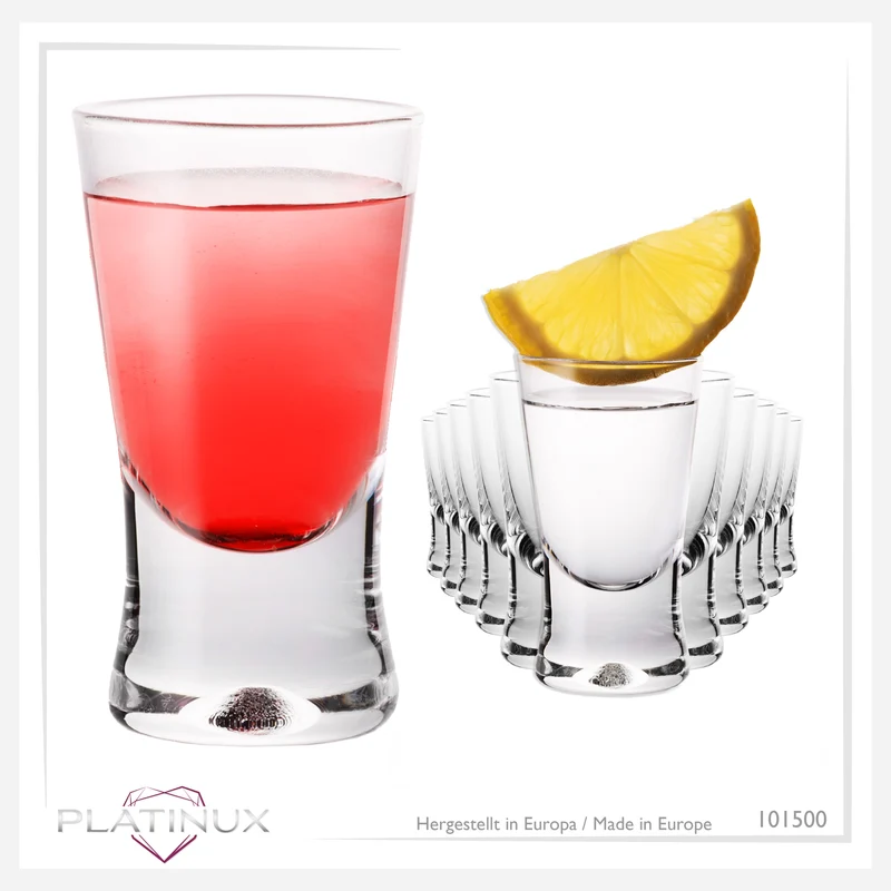 PLATINUX Shotgläser 25ml 2,5cl X-Form Set 12-Teilig aus Glas "CrossLine" Spülmaschinenfest