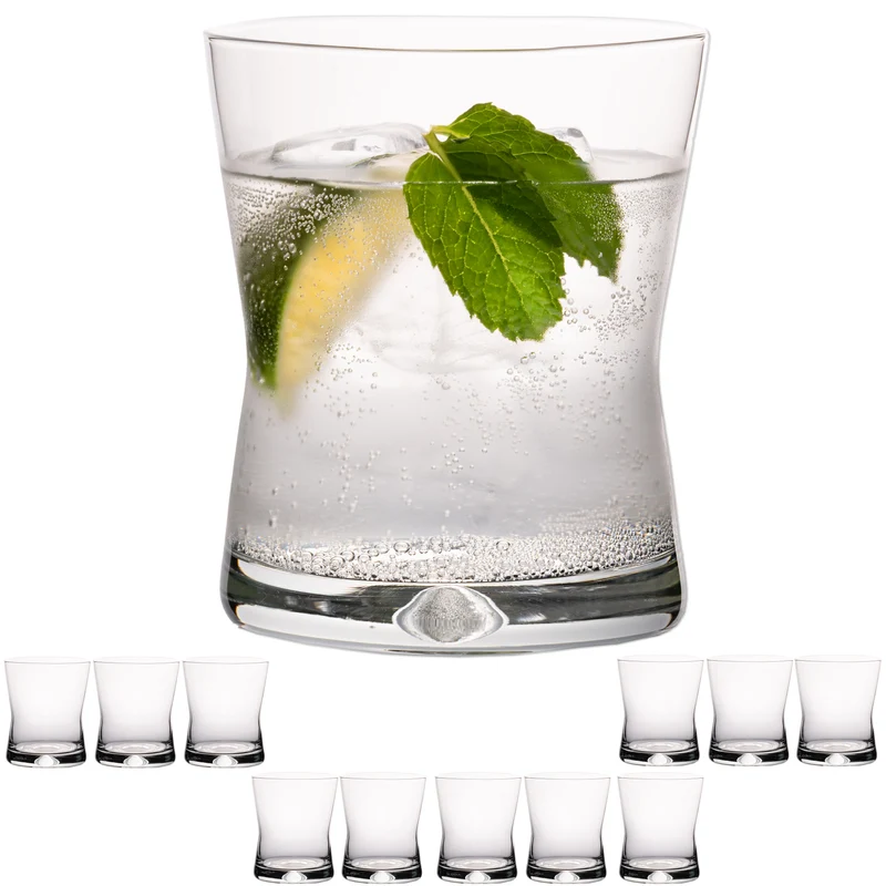 PLATINUX Trinkgläser 290ml X-Form Set 12-Teilig aus Glas "CrossLine" Spülmaschinenfest