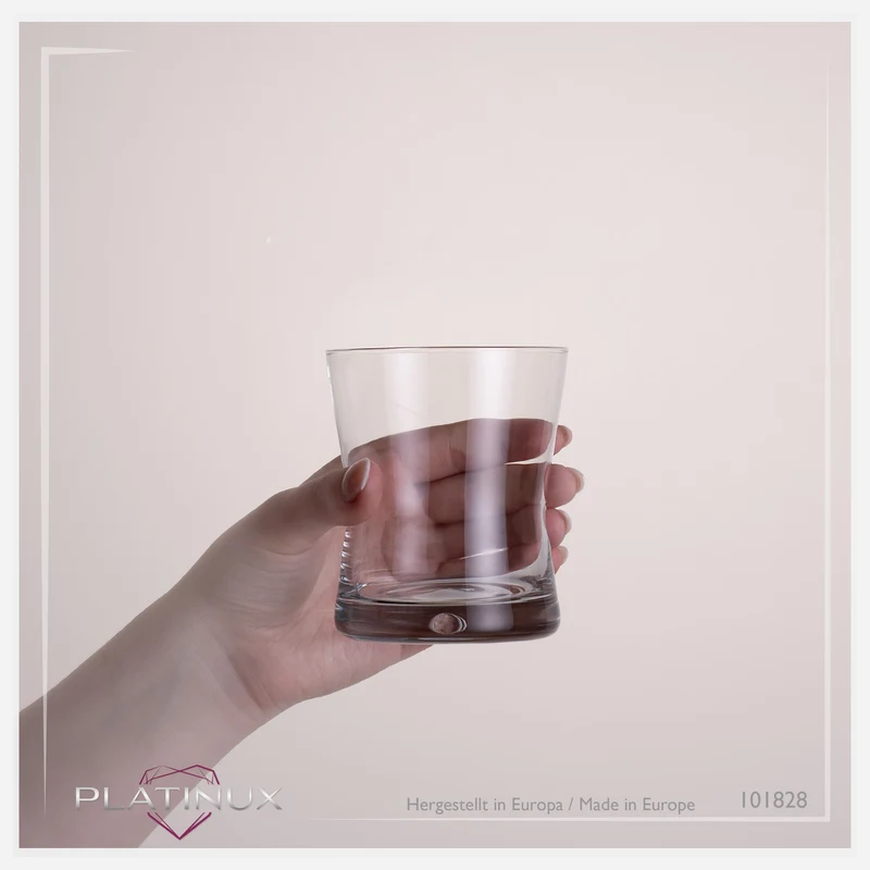 PLATINUX Trinkgläser 290ml X-Form Set 12-Teilig aus Glas "CrossLine" Spülmaschinenfest