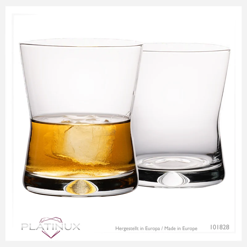 PLATINUX Whiskeygläser 290ml X-Form Set 2-Teilig aus Glas "CrossLine" Spülmaschinenfest