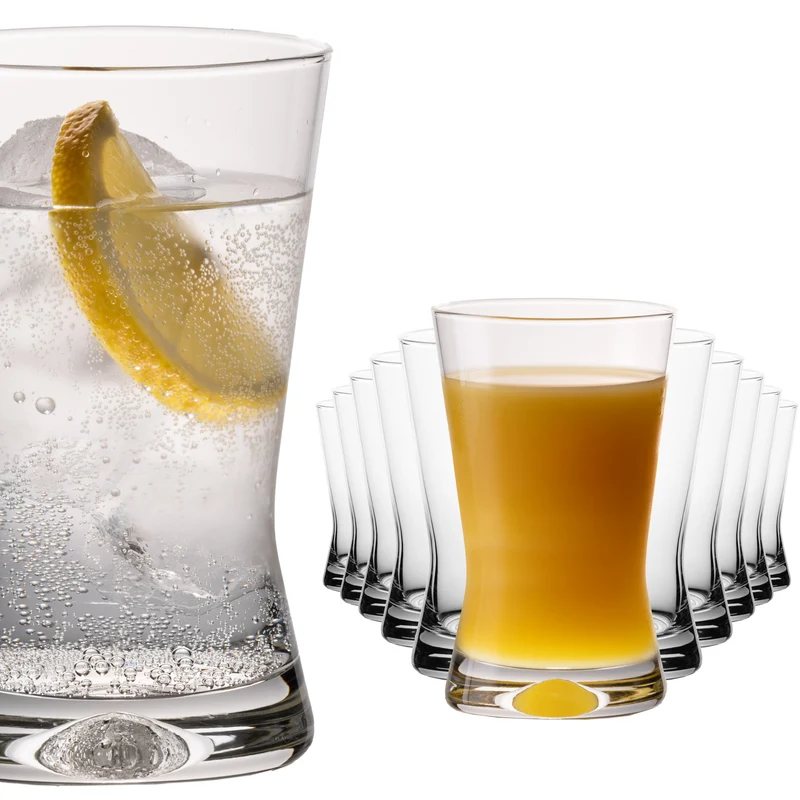 PLATINUX Trinkgläser 200ml X-Form Set 12-Teilig aus Glas "CrossLine" Spülmaschinenfest