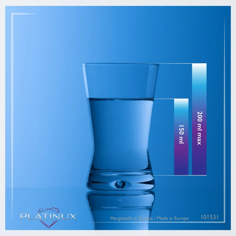 PLATINUX Trinkgläser 200ml X-Form Set 12-Teilig aus Glas "CrossLine" Spülmaschinenfest