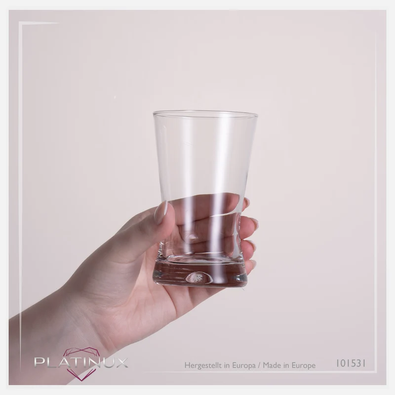 PLATINUX Trinkgläser 200ml X-Form Set 12-Teilig aus Glas "CrossLine" Spülmaschinenfest