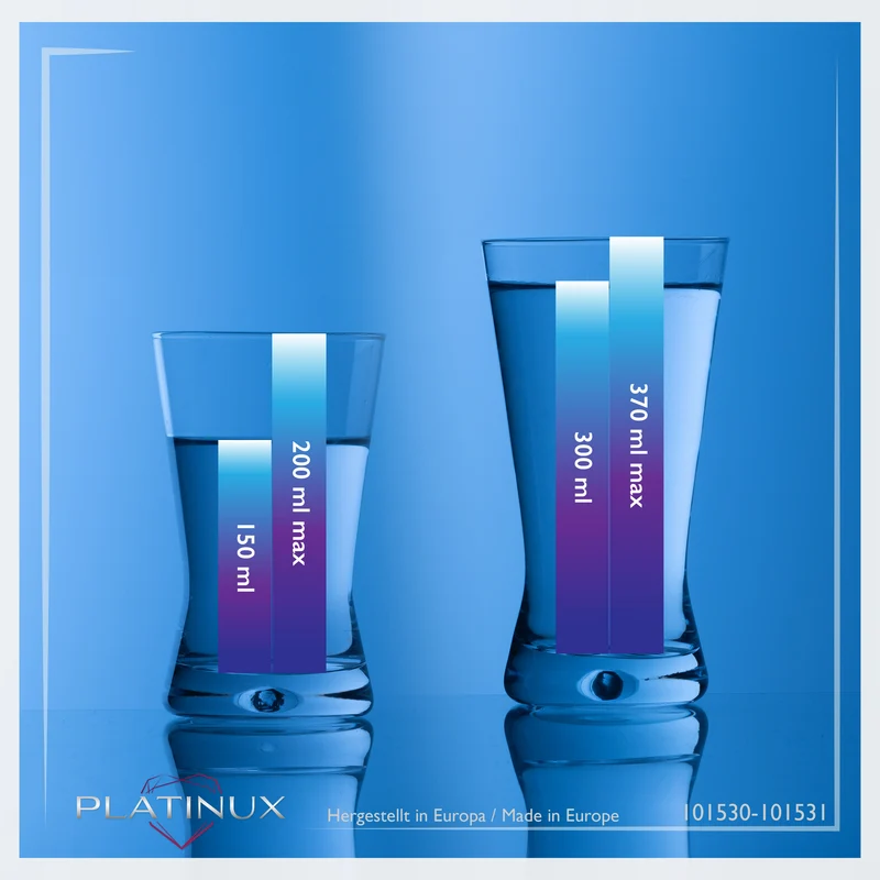 PLATINUX Trinkgläser Set 200ml + 300ml X-Form 12-Teilig aus Glas "CrossLine" Spülmaschinenfest