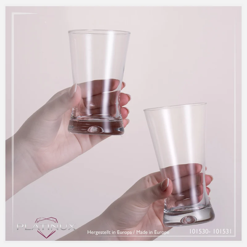 PLATINUX Trinkgläser Set 200ml + 300ml X-Form 12-Teilig aus Glas "CrossLine" Spülmaschinenfest