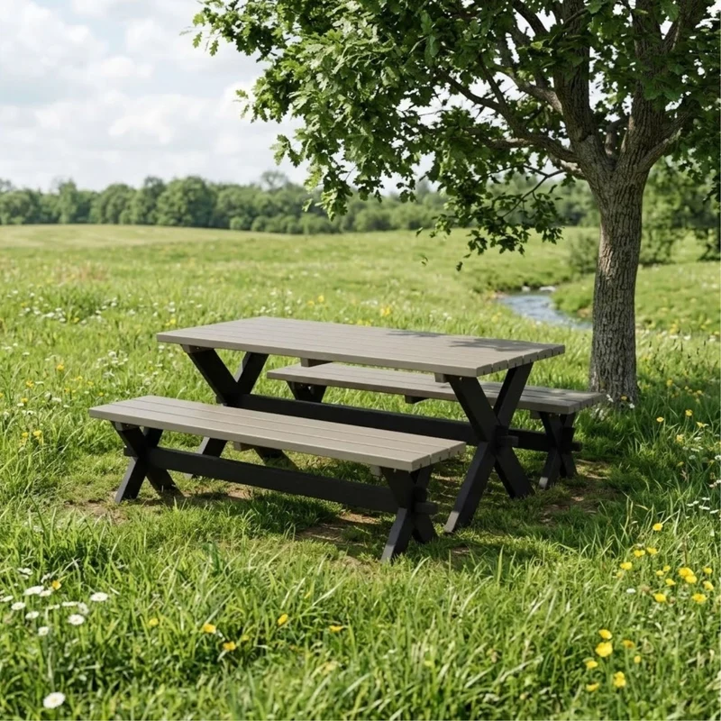 Planken-Gartenmöbel 'Nostalgie' | Kiefer druckimprägniert | Graubraun/Schwarz | Made in Europe
