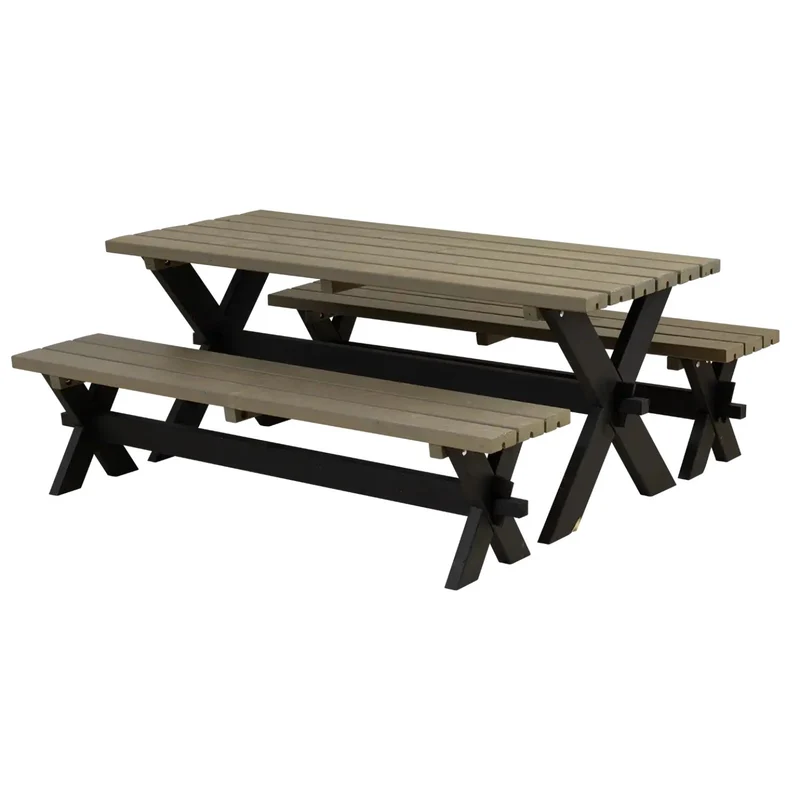 Planken-Gartenmöbel 'Nostalgie' | Kiefer druckimprägniert | Graubraun/Schwarz | Made in Europe
