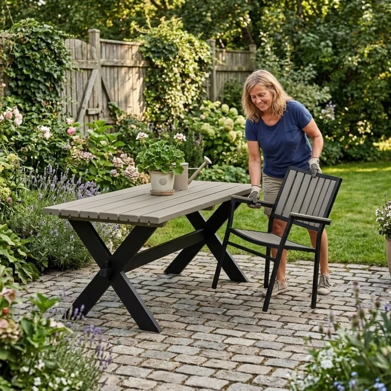 Planken-Gartenmöbel 'Nostalgie' | Kiefer druckimprägniert | Graubraun/Schwarz | Made in Europe
