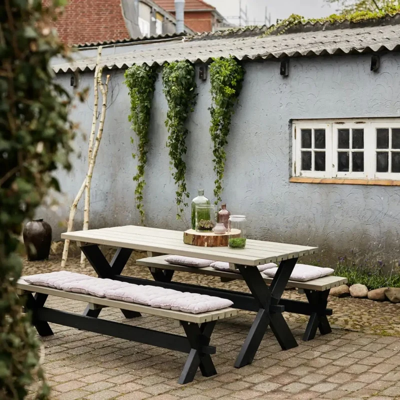 Planken-Gartenmöbel 'Nostalgie' | Kiefer druckimprägniert | Graubraun/Schwarz | Made in Europe
