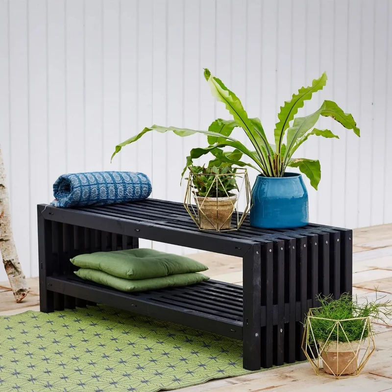 Lattenbank | Kiefer FSC-zertifiziert | Schwarz oder Treibholzfarbe | Made in Europe