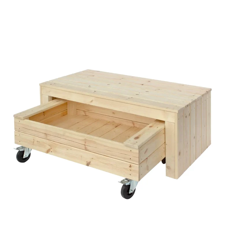 Sandkasten 'Fun' | mit Sitzbank | mit Rädern | Holz unbhandelt | Made in Europe