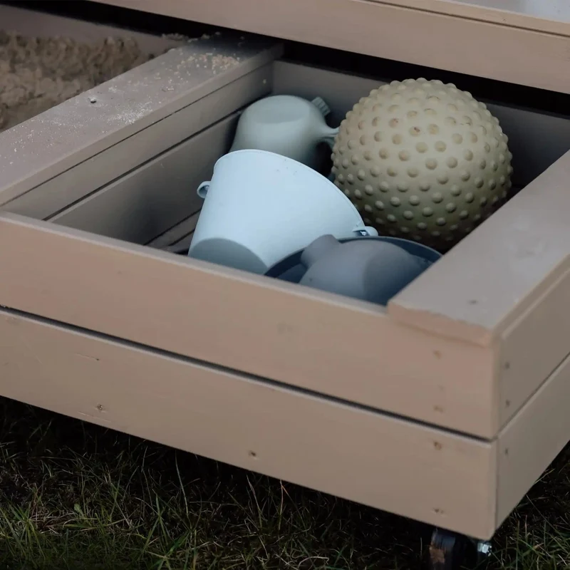 Sandkasten 'Fun' | mit Sitzbank | mit Rädern | Holz unbhandelt | Made in Europe
