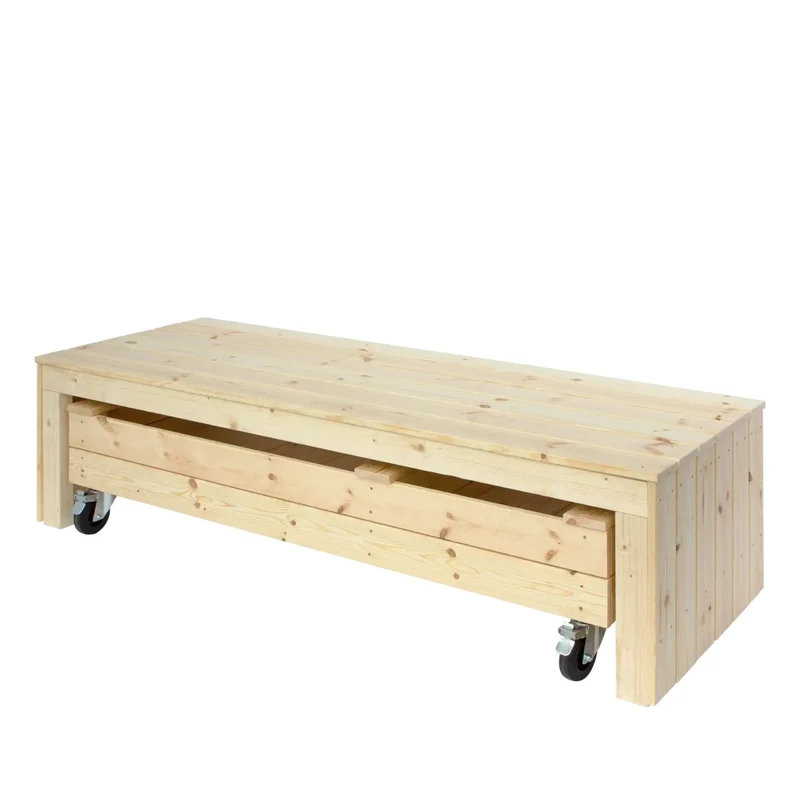 Sandkasten 'Fun' | mit Sitzbank | mit Rädern | Holz unbhandelt | Made in Europe