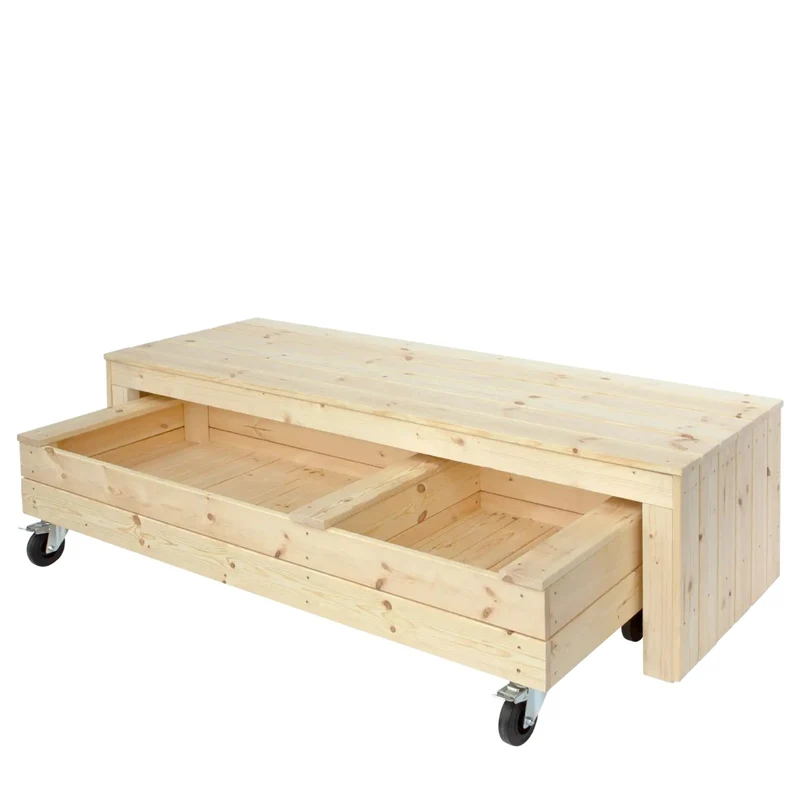Sandkasten 'Fun' | mit Sitzbank | mit Rädern | Holz unbhandelt | Made in Europe