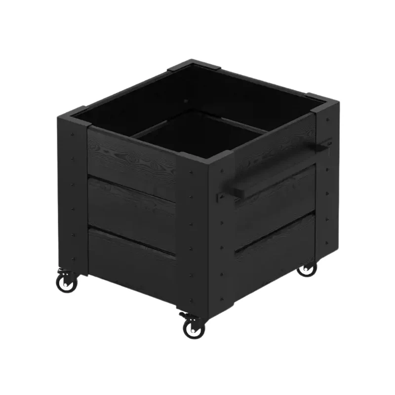 Pflanzkasten 'Cubic' | mit Rollen und Griff | Nadelholz fungizidbehandelt | Beschläge feuerverzinkt | schwarz lackiert | Made in Europe