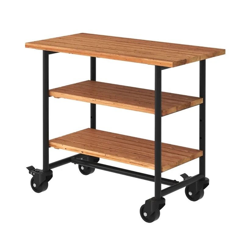 Pflanz-/Grilltisch 'Urban' | mit 2 Regalfächern | auf Rollen | Nadelholz | Beschläge verzinkt und schwarz pulverlackiert | Made in Europe