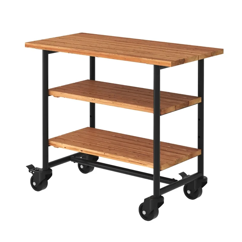 Pflanz-/Grilltisch 'Urban' | mit 2 Regalfächern | auf Rollen | Nadelholz | Beschläge verzinkt und schwarz pulverlackiert | Made in Europe