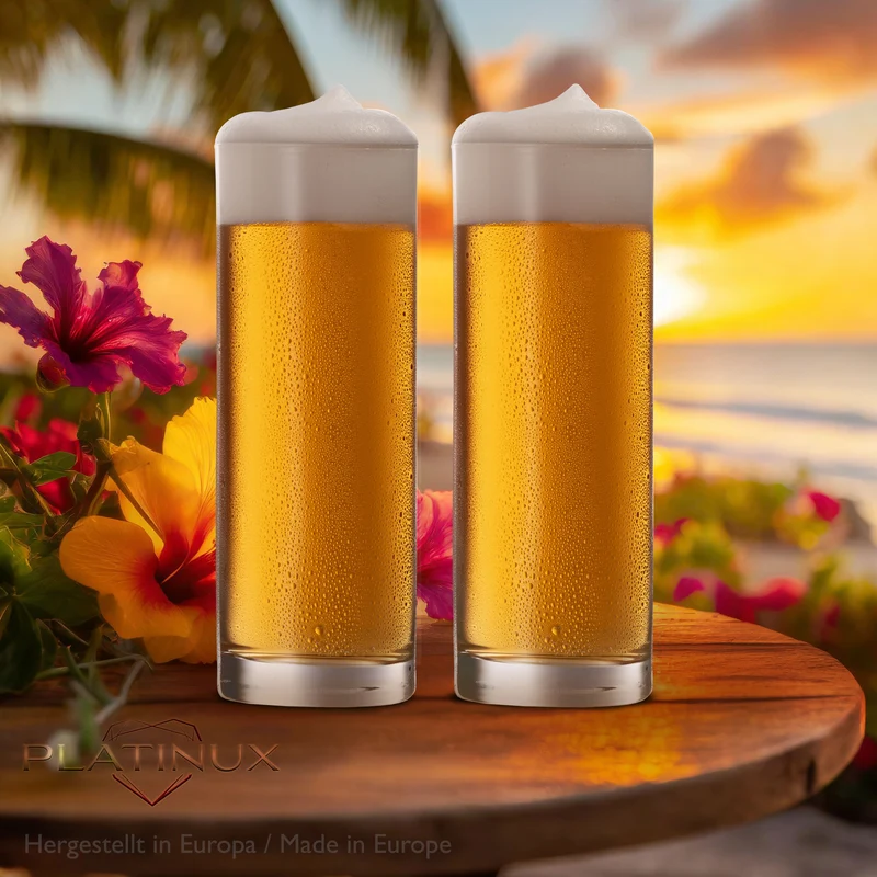 PLATINUX Hohe Biergläser 500ml (max. 630ml) Set 6-Teilig aus Glas Spülmaschinengeeignet