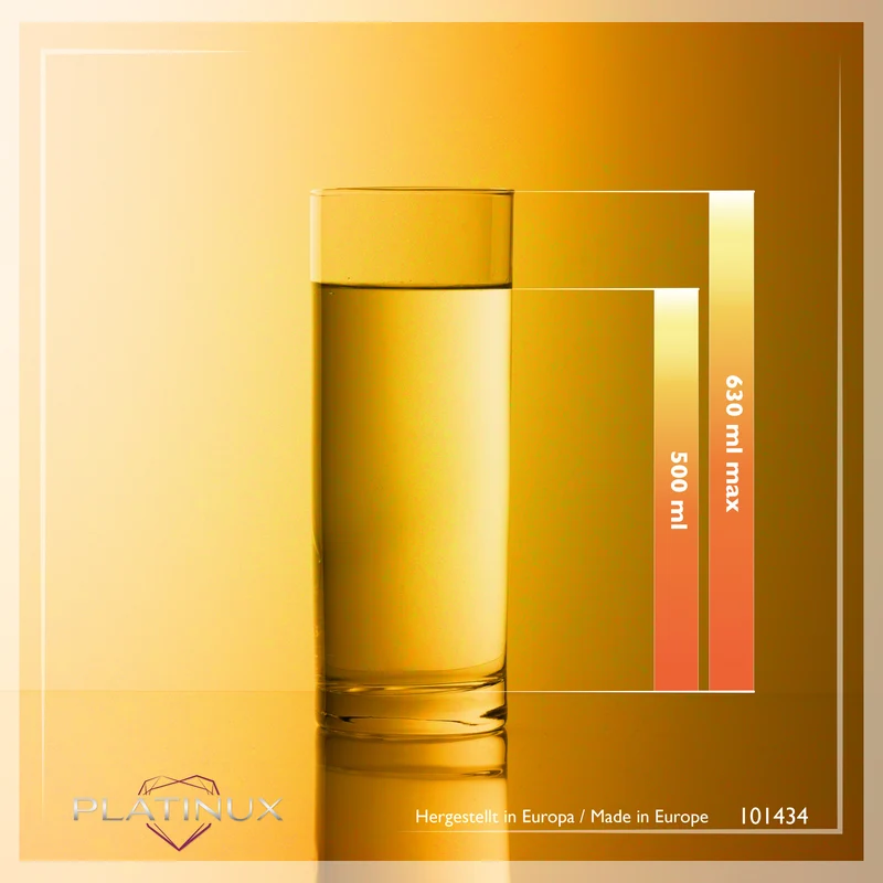 PLATINUX Hohe Biergläser 500ml (max. 630ml) Set 6-Teilig aus Glas Spülmaschinengeeignet