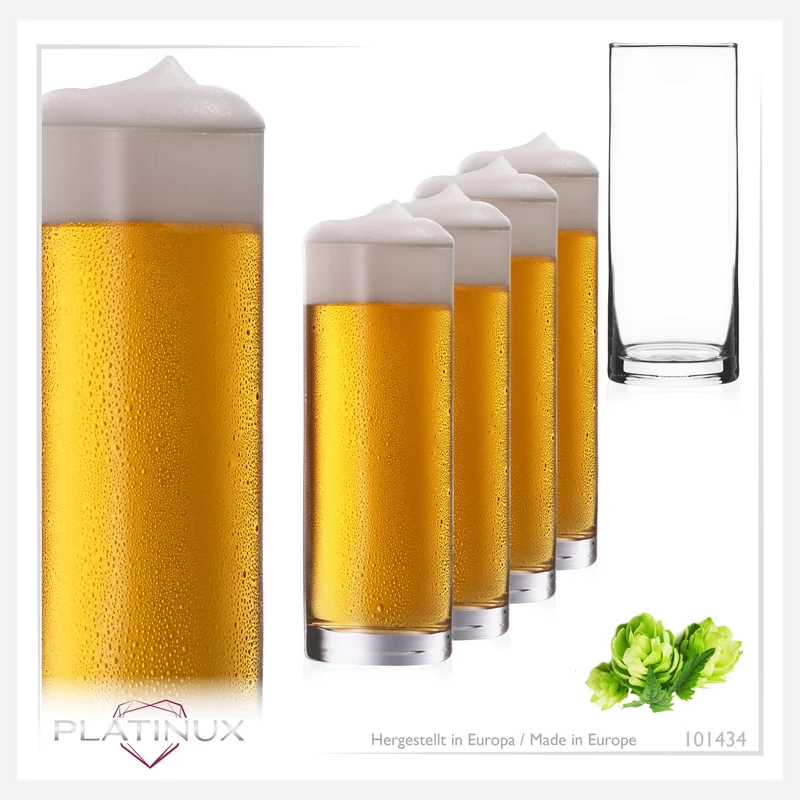 PLATINUX Hohe Biergläser 500ml (max. 630ml) Set 6-Teilig aus Glas Spülmaschinengeeignet