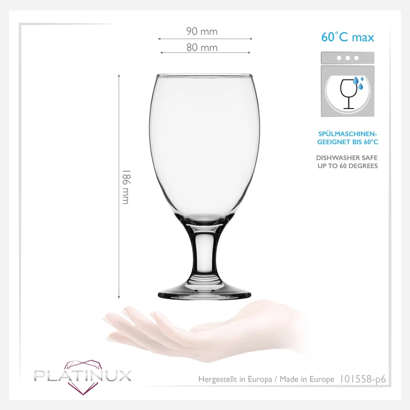 PLATINUX Biertulpen Biergläser Set 6 Teilig 500ml (max.610ml)