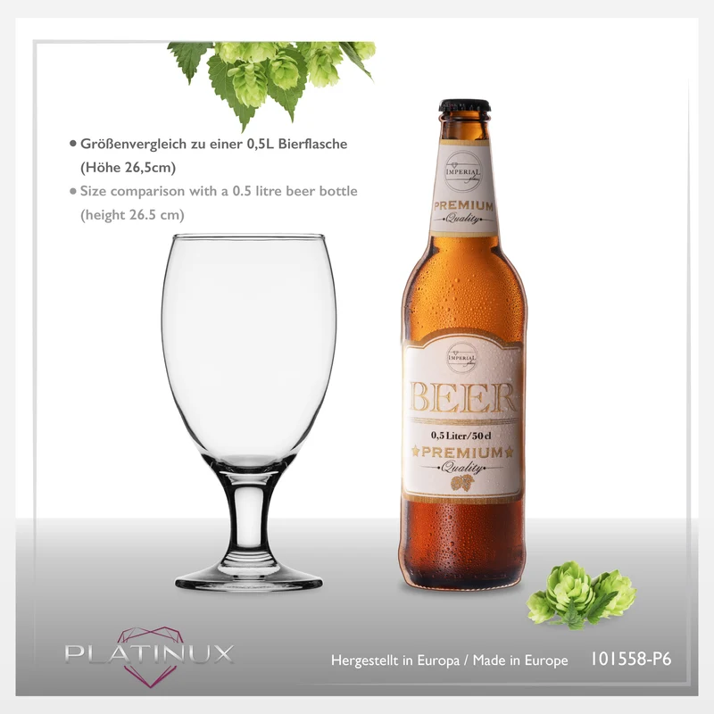 PLATINUX Biertulpen Biergläser Set 6 Teilig 500ml (max.610ml)
