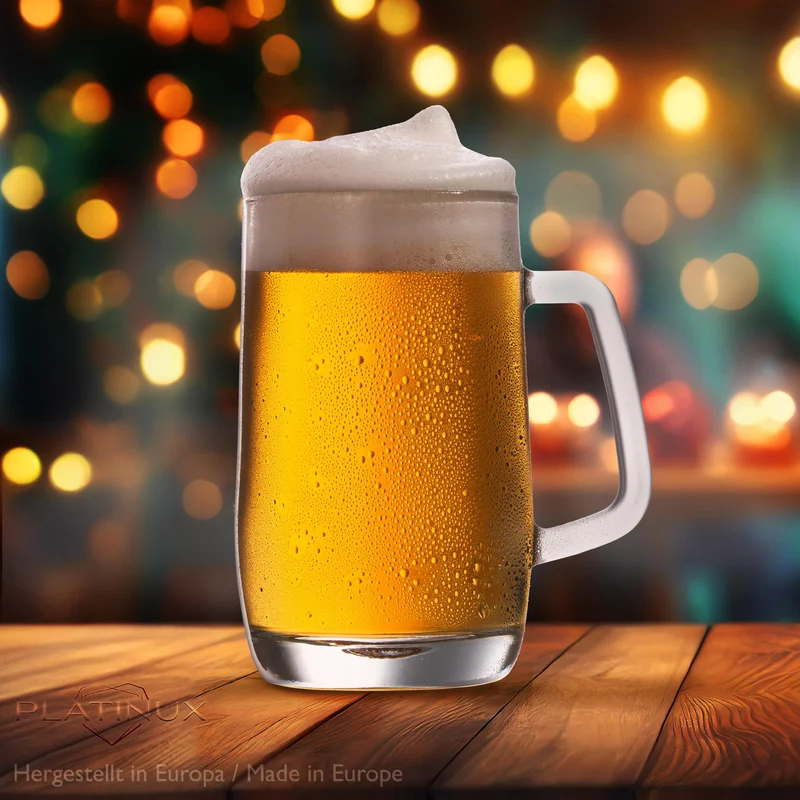 PLATINUX Bierseidel mit Henkel Set 6-Teilig 500ml (max. 580ml) Maßkrug aus Glas