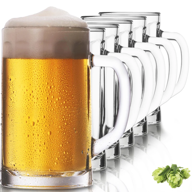 PLATINUX Bierseidel mit Henkel Set 6-Teilig 300ml (max. 350ml) Maßkrug aus Glas