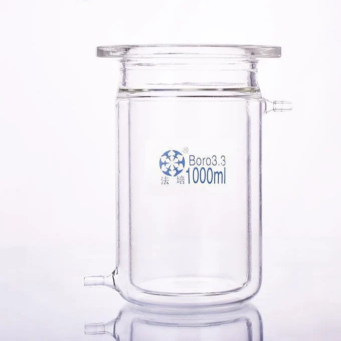 Doppelmantel-Flachboden-Zylinderreaktionsgefäß, Flanschdurchmesser DN 100 bis DN 200, Fassungsvermögen 1.000 bis 10.000 ml