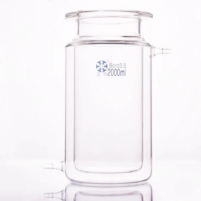 Doppelmantel-Flachboden-Zylinderreaktionsgefäß, Flanschdurchmesser DN 100 bis DN 200, Fassungsvermögen 1.000 bis 10.000 ml
