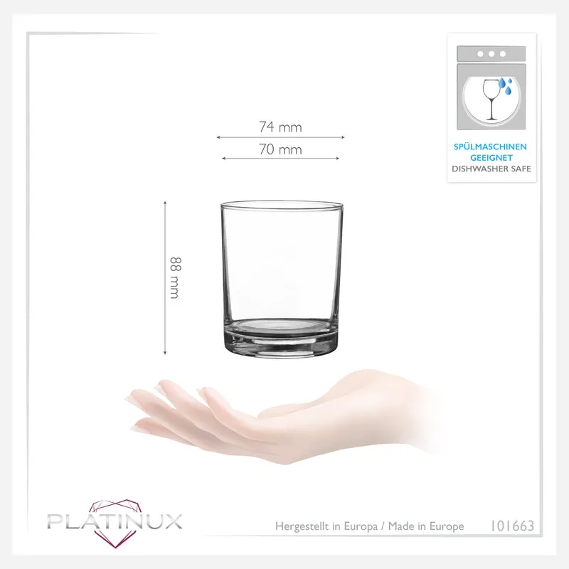 PLATINUX Trinkgläser aus Glas 230ml (max. 270ml) Set 6-Teilig Spülmaschinenfest