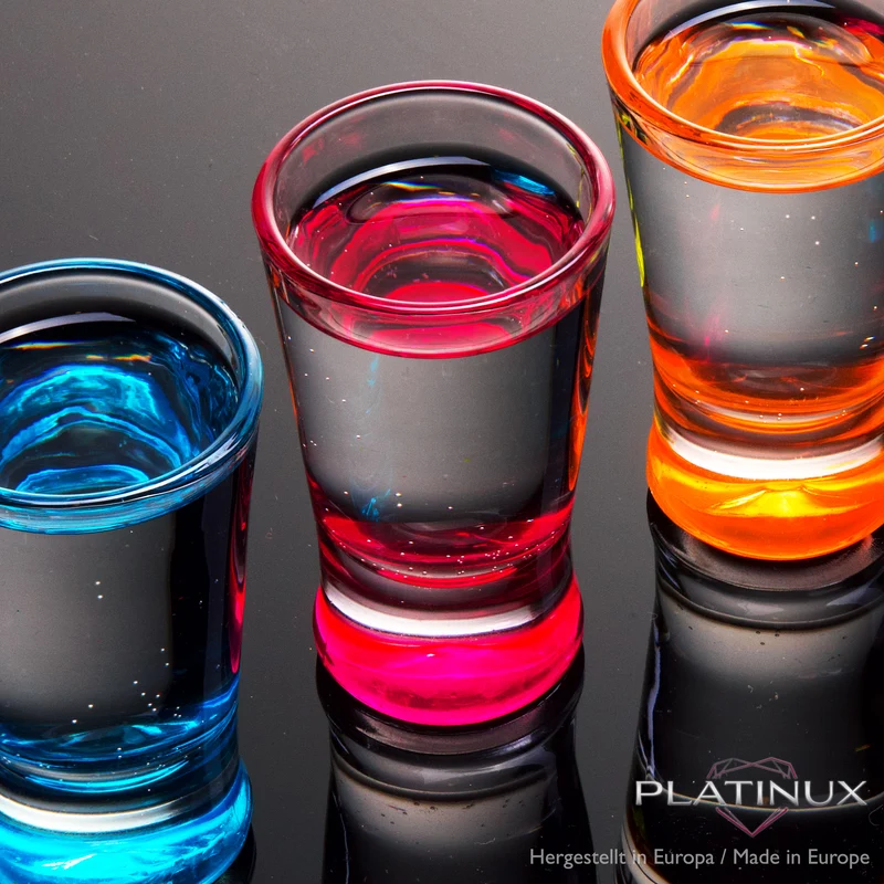 PLATINUX Shotgläser Set 12 Teilig bunt Schnapsgläser 2,5cl