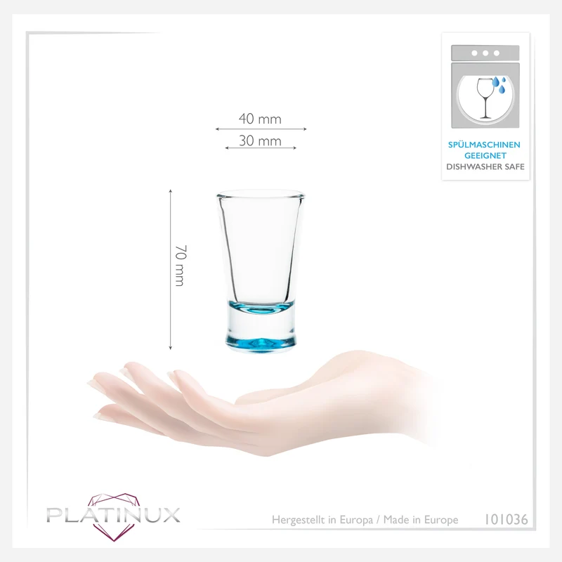 PLATINUX Shotgläser Set 12 Teilig bunt Schnapsgläser 2,5cl