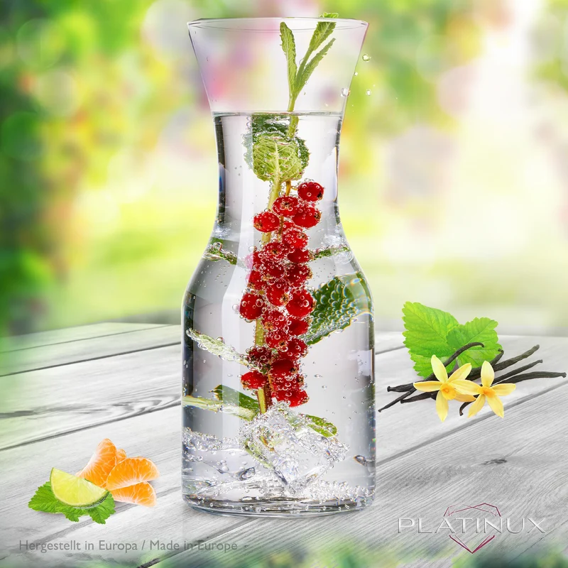 PLATINUX Karaffen 600ml (max. 1100ml) aus Glas 2 Stück