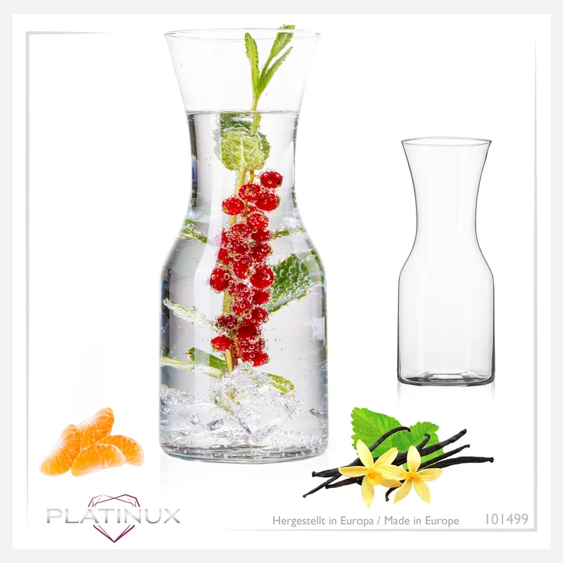 PLATINUX Karaffen 600ml (max. 1100ml) aus Glas 2 Stück