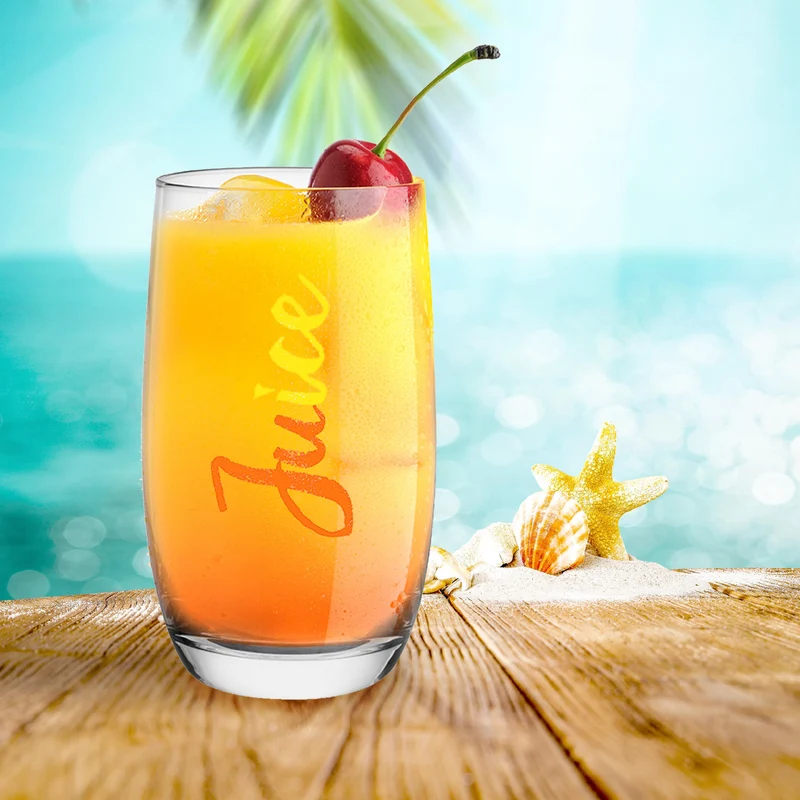 PLATINUX Elegante hohe Trinkgläser mit Juice-Print 320ml (max. 380ml) Set 6 Teilig aus Glas