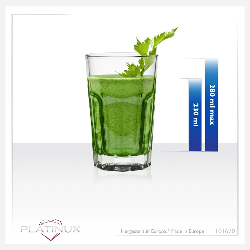PLATINUX Allzweck-Trinkgläser 230ml (max.280ml) Set 6-Teilig aus Glas