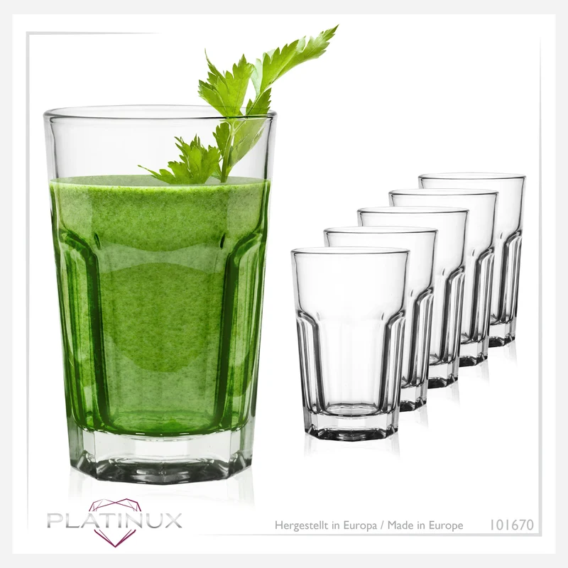 PLATINUX Allzweck-Trinkgläser 230ml (max.280ml) Set 6-Teilig aus Glas