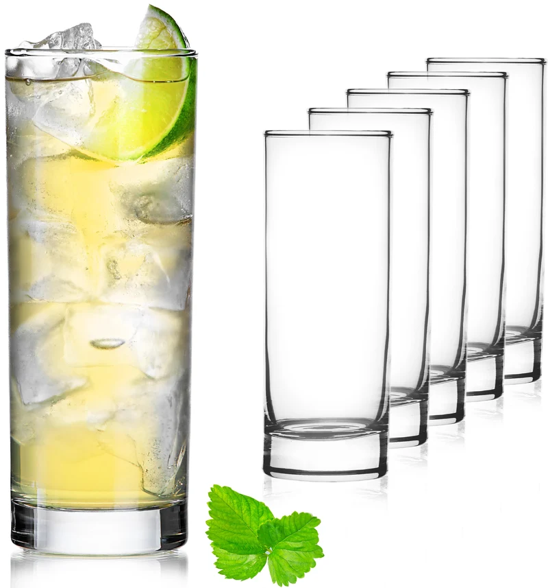PLATINUX Hohe Trinkgläser aus Glas 340ml (max.350ml) Set 6-Teilig