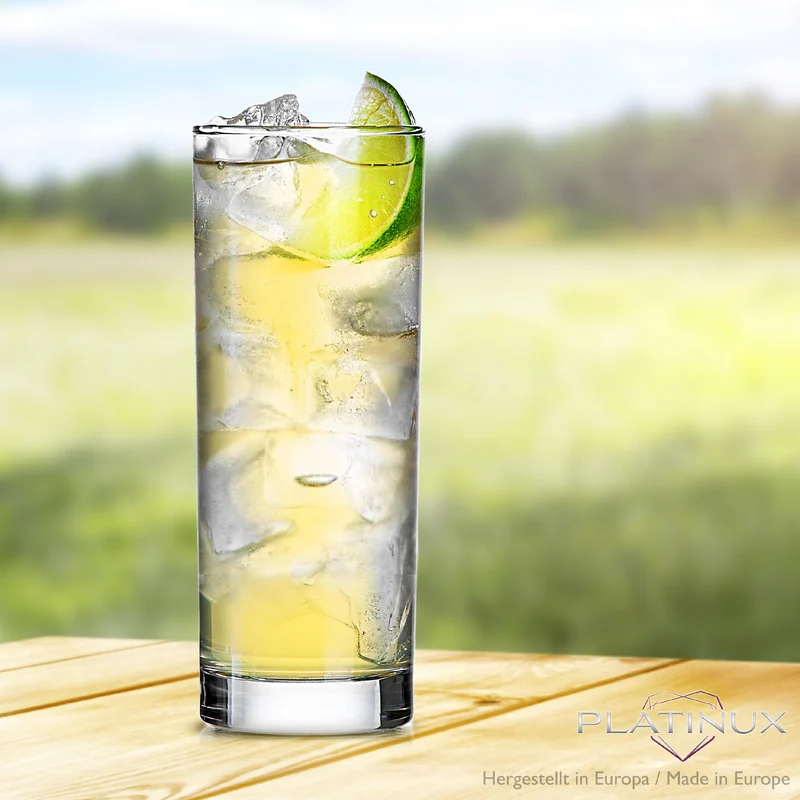 PLATINUX Hohe Trinkgläser aus Glas 340ml (max.350ml) Set 6-Teilig