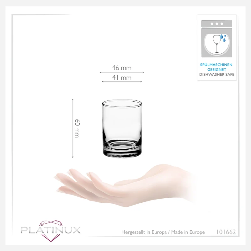 PLATINUX Shotgläser 50ml (max.60ml) Set 6-Teilig aus Glas 5cl