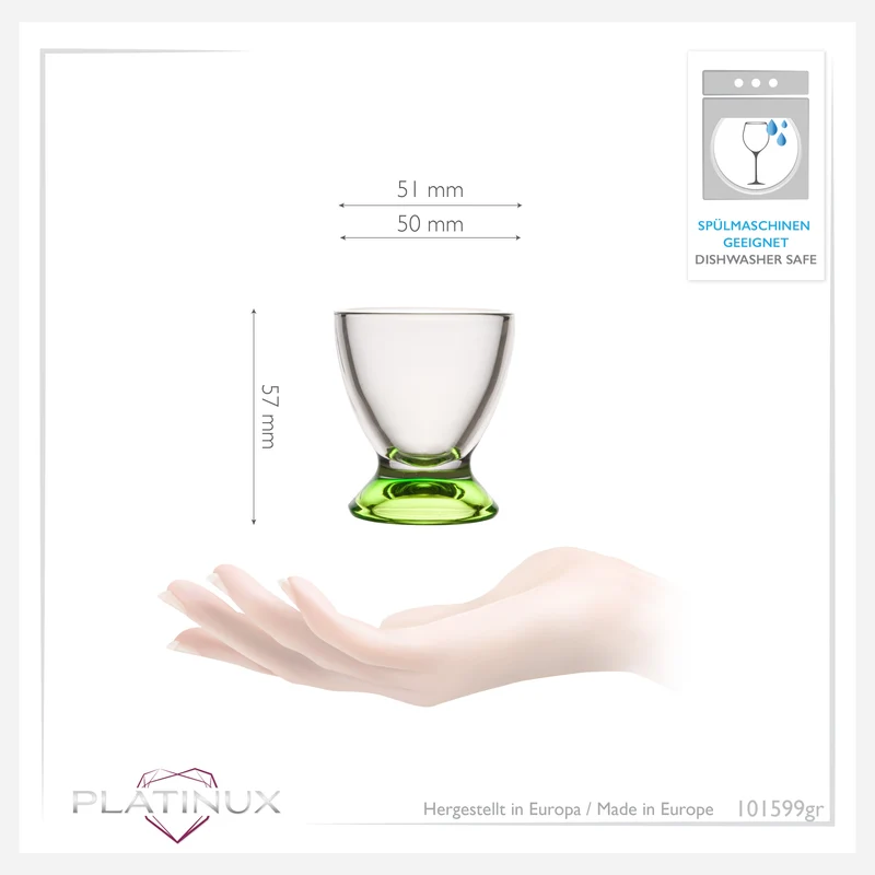 PLATINUX Grüne Eierbecher Set (6-Teilig) aus Glas Eierständer