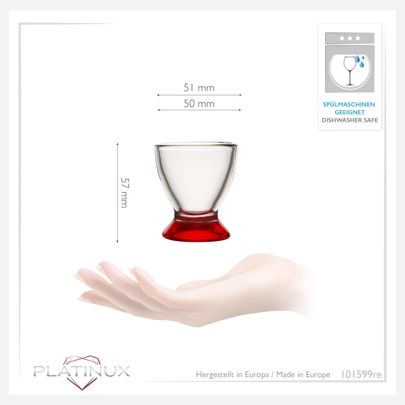 PLATINUX Rote Eierbecher Set (6-Teilig) aus Glas Eierständer