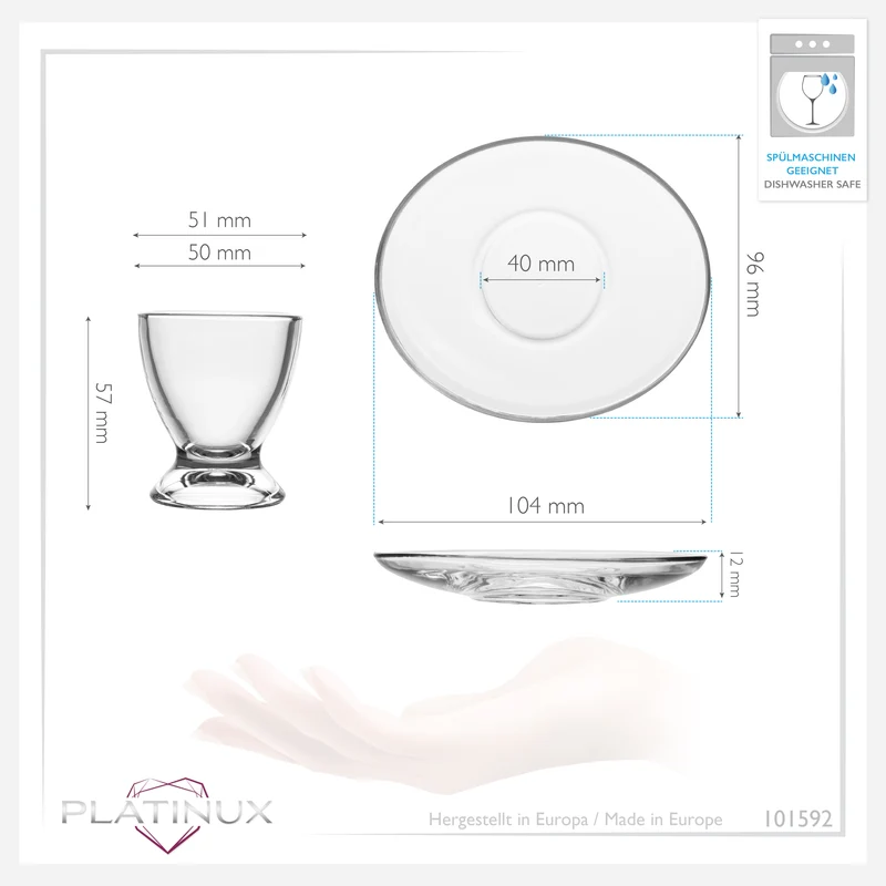 PLATINUX Eierbecher mit Untertasse aus Glas Set (12-Teilig) Eierständer